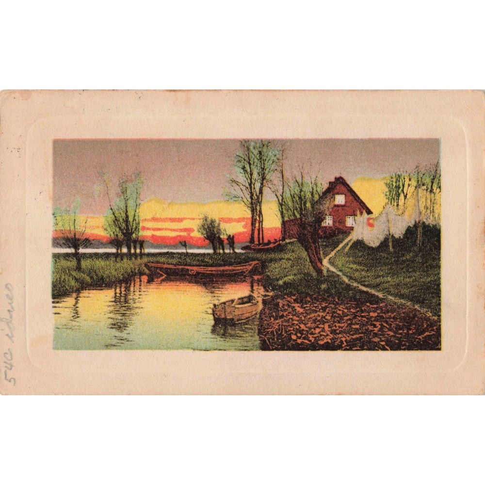 Vintage 1911 Gallup New Mexico Territorial Postcard Cottage River Sunset VG - Picture 1 of 2